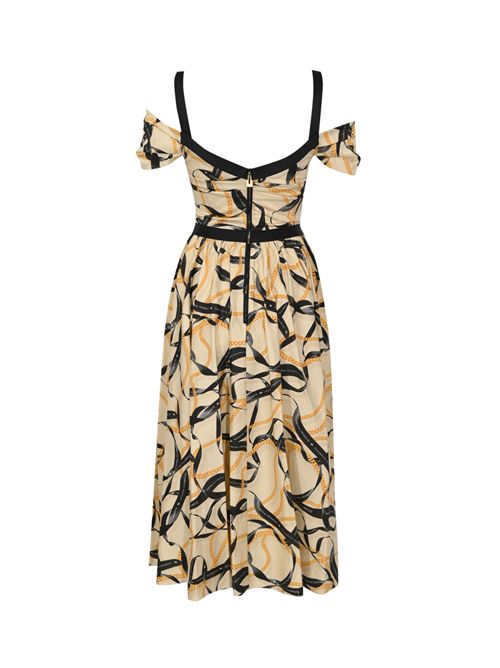 Abito midi in cotone stampato con catena Elisabetta Franchi | AB91061E2045